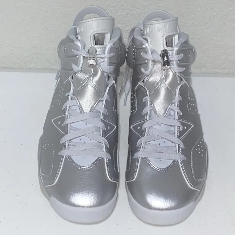 Air Jordan 6 Retro PSG Metallic Silver Mens 10.5 Basketball‎ Shoes IQ5135-001